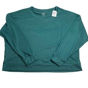 Jenni Long Sleeve Pajama Top in June Bug Green Large New